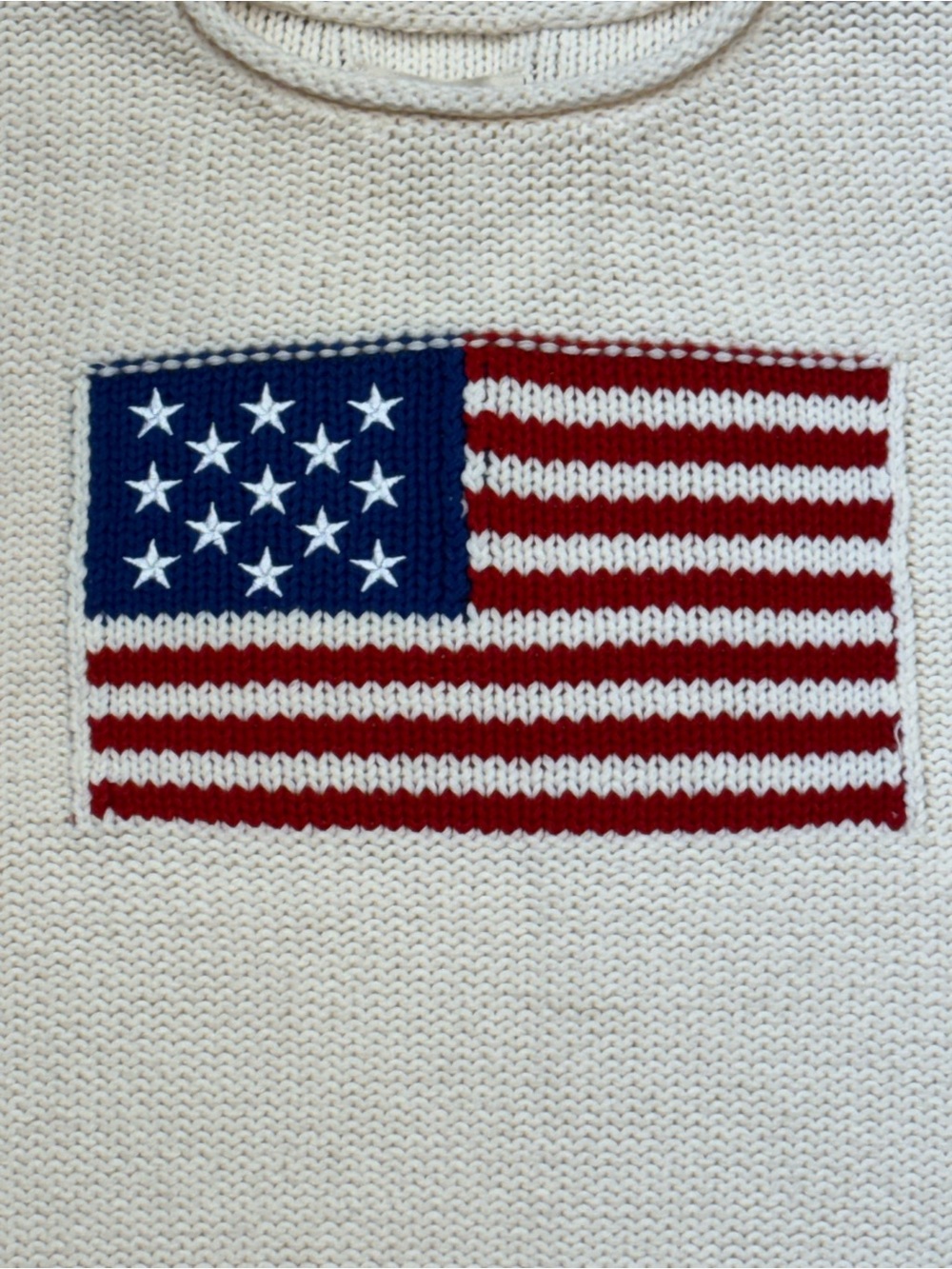 NWT Lucky Brand Cream Knit American flag Sweater vest- L - Picture 3 of 8